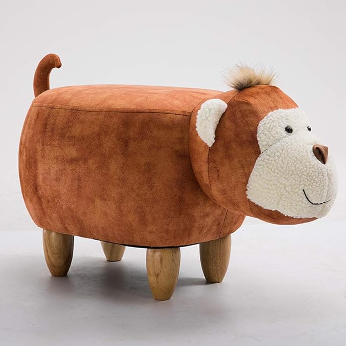 Animal Foot Stool For Kids, Monkey Shape Upholstered Ottoman Padded