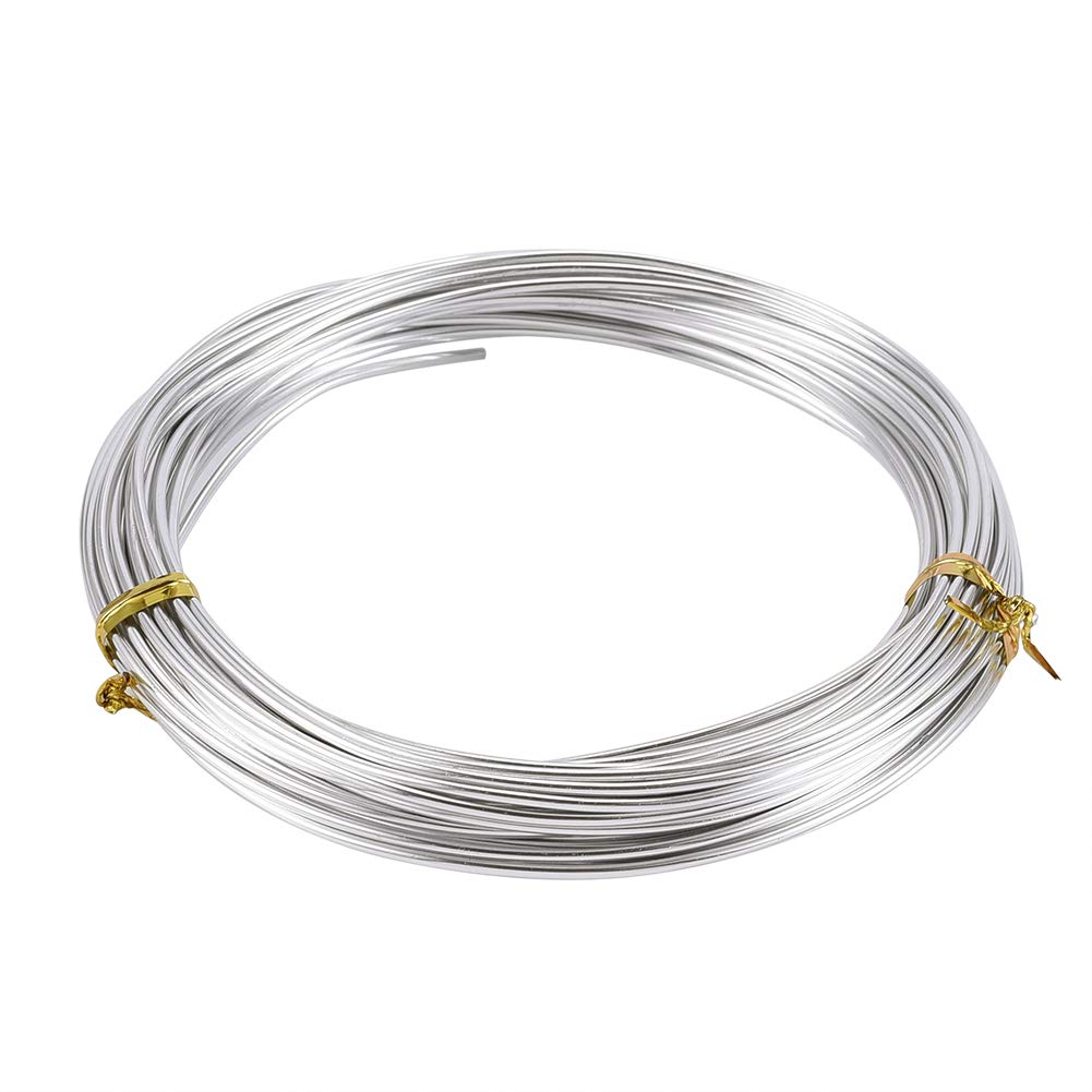 PandaHall 32.8 Feet Silver Aluminum Wire Flexible 1.5mm/15gauge Metal Artistic Beading Wire for Floral Jewelry Making