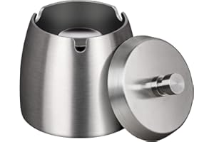 OILP Ashtrays,Outdoor Ashtray with Lid - Ashtray for Outside Patio, Stainless Steel Windproof Smokeless Ash Tray for Balcony, Ashtrays for Smokers Home Office Decoration (Small)