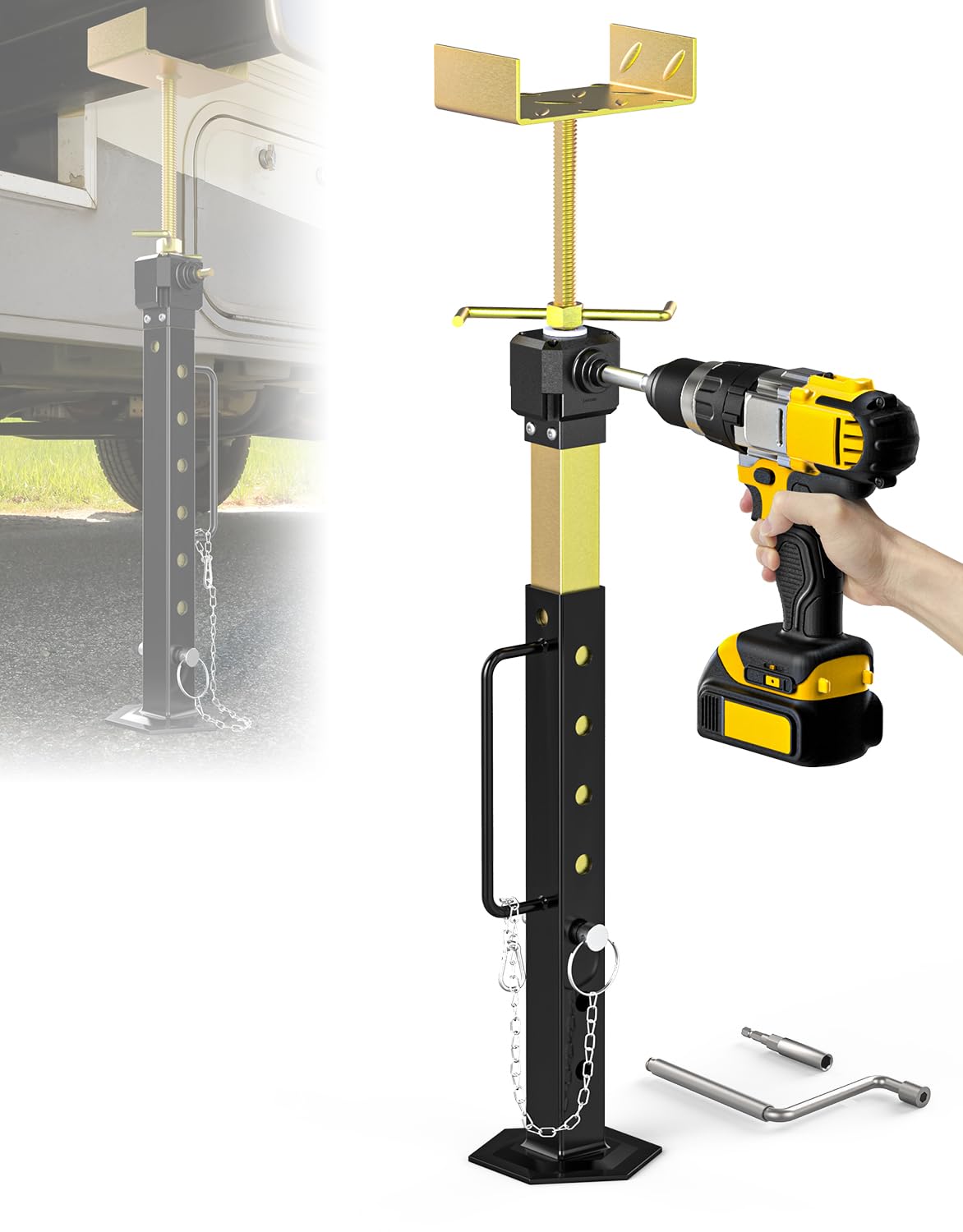 ClassyThreads 4-Pack RV Slide Out Stabilizer Jacks - 5000lb Capacity, Adjustable 20-48 Inch