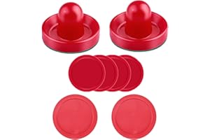 Inscool Air Hockey Accessories, 2-Pack Pushers, 2-Pack 3.25-Inch Pucks, 4-Pack 2.5-Inch Pucks, Red