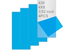 TELLYOUWIN 4PCS 4"x8"x1/52 Stainless Steel Metal Plates for Magnetic Mount Board Wall,Tickness 0.5mm 430 Stainless Steel Shim Stock Plates for Crafting, Kitchen, Office