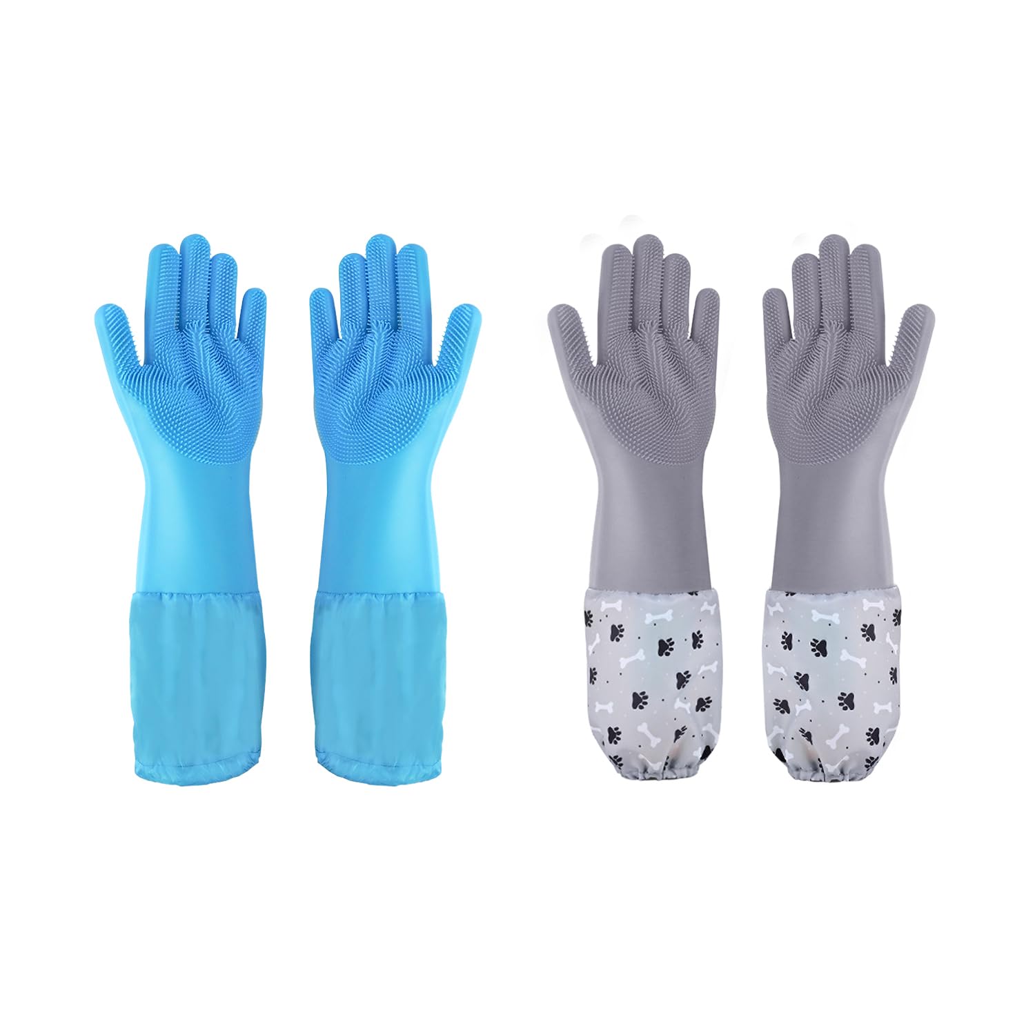 Photo 1 of 1TO3GO Pet Grooming Gloves Pet Hair Remover Cat, Dog Washing Gloves Silicone Heat Resistant Cleaning Gloves with High-Density Teeth Grooming Gloves for Dogs, Cats, Horses (2 Pairs - Blue & Gray)