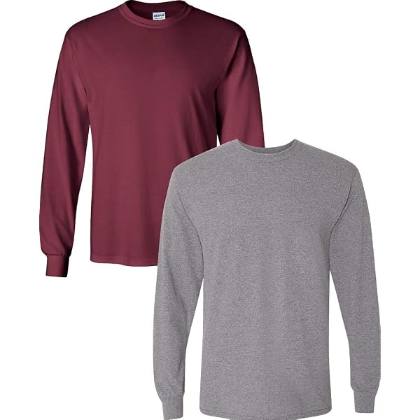 Gildan Men's Heavy Cotton Long Sleeve T-Shirt 2-Pack, Style G5400, 2XL Graphite Heather & Black