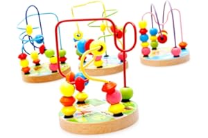 VICASKY Toy Toys Wooden Playset Circle Bead Maze Wooden Bead Maze Mini Child Bamboo Childrens Toys