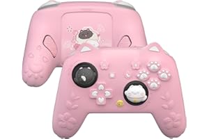 PlayVital for Nintendo Switch 2 Pro Controller Silicone Cover – Cherry Blossoms Kitten Cute Protective Skin Case for Switch 2 Pro Controller w/Back Button Cap & Thumb Grip & Sticker - Pink