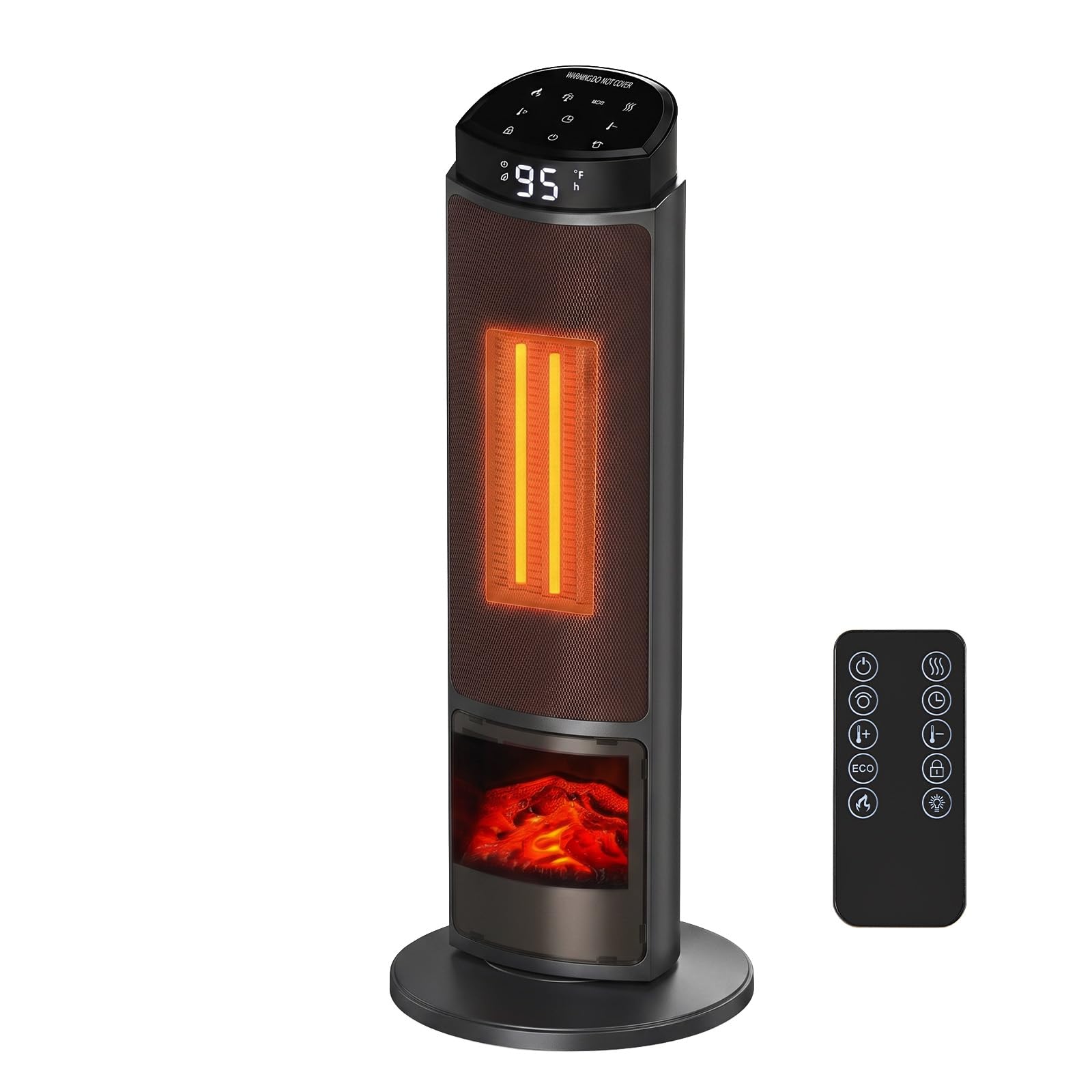 OLIXIS 23" Space Heater for Indoor Use, 70° Oscillation, 4 Modes | 1500W Heating, 50-95°F Thermostat, 12-Hour Timer, Child Lo