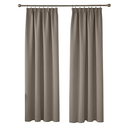 Deconovo Gardinen Blickdicht Kräuselband Vorhang Verdunkelung Gardinen Blickdicht Kräuselband 245x140 cm Taupe 2er Set