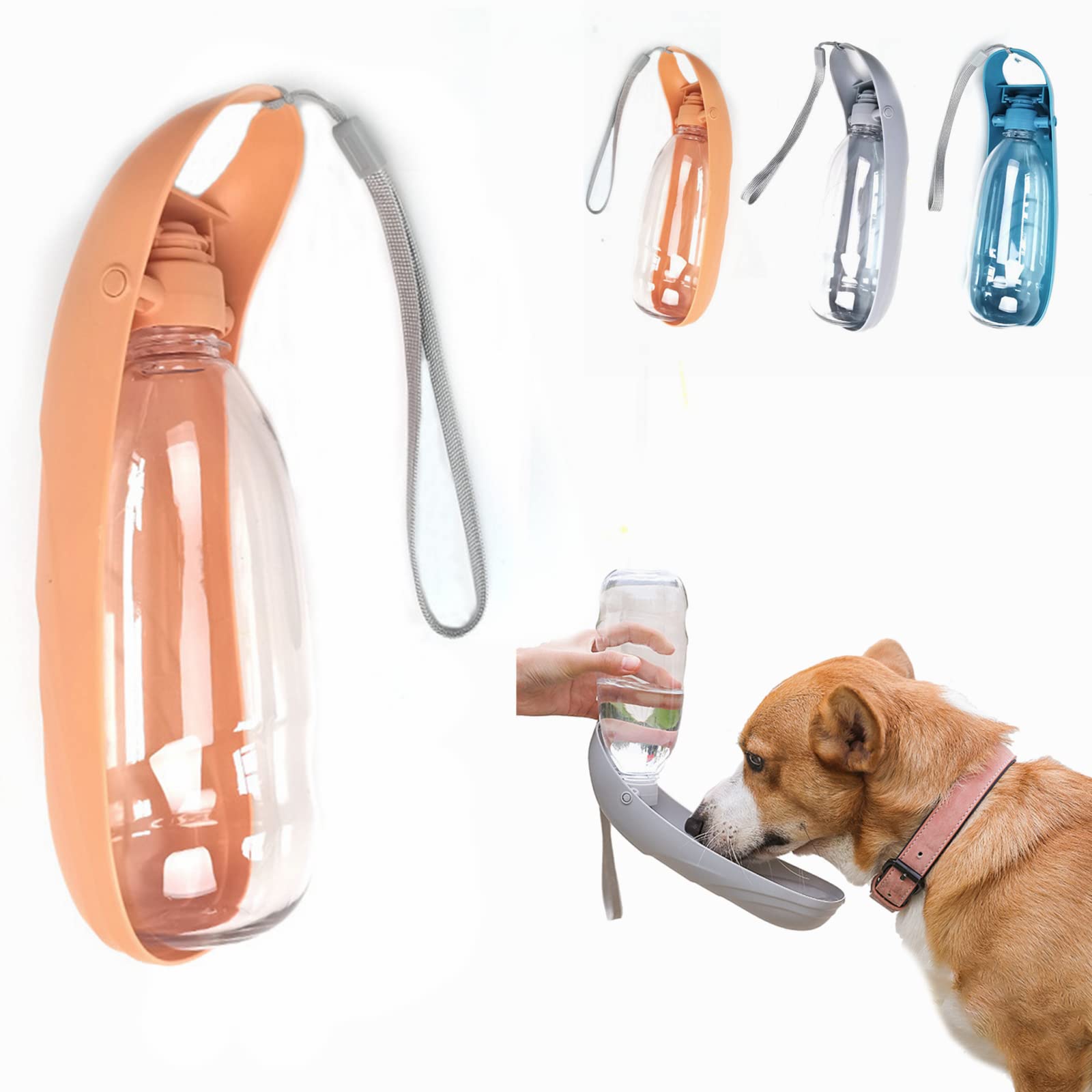 MHwan Dog Water Bottles,Portable Dog Water Bottle,Dog Water Bottles for Walking,Foldable For dog Water Bottle Travel Large Capacity ABS Sink 550ML(Orange)