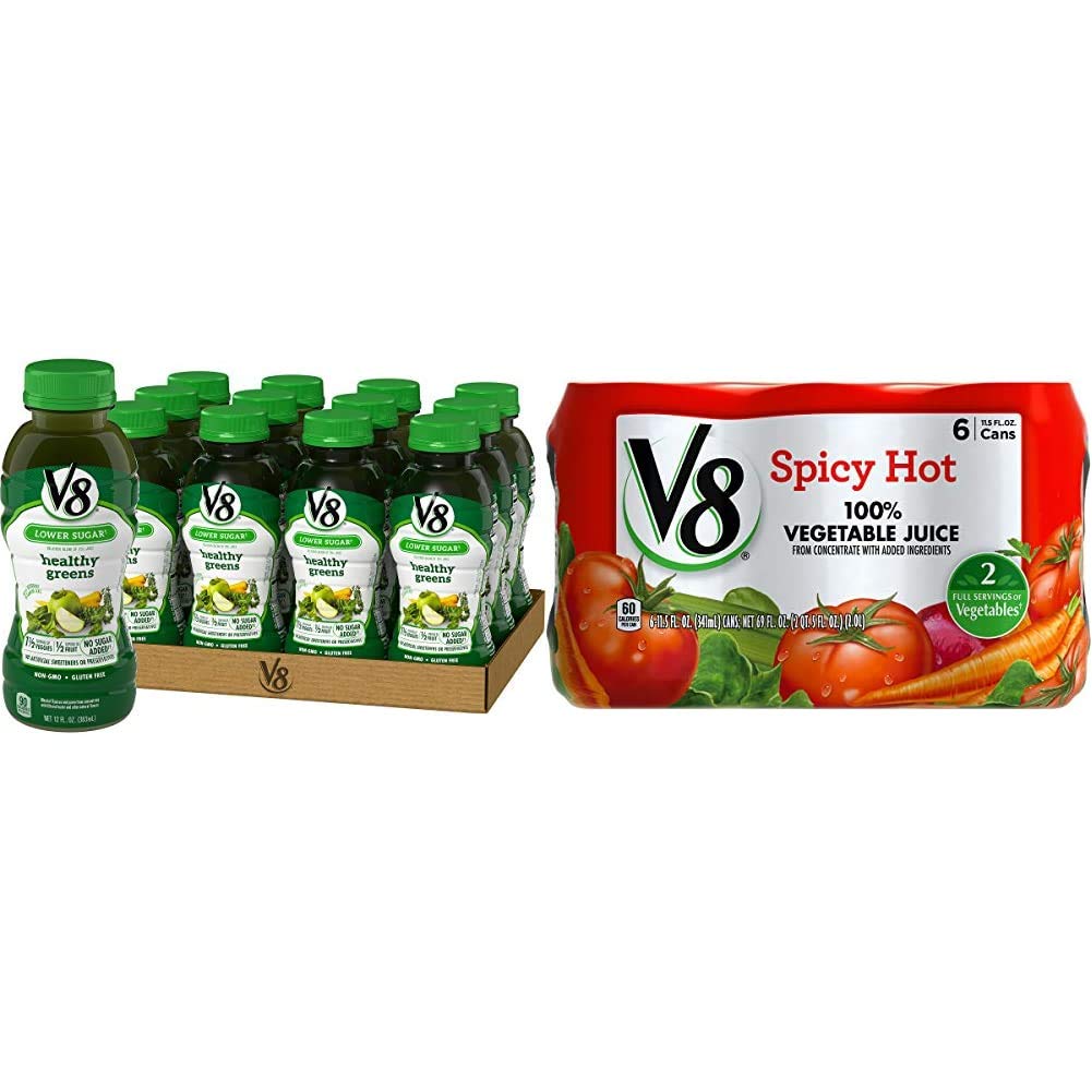 Amazon.com : V8 Healthy Greens, 12 Fl Oz (Pack of 12) & Spicy Hot 100%