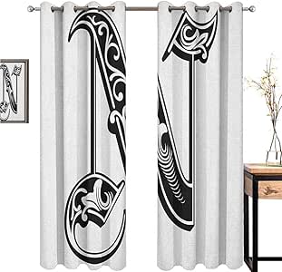 Letra N 99% Cortinas opacas estilo gótico victoriano tipografía clásica