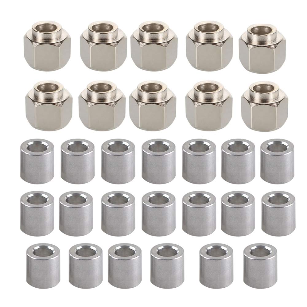 Zeberoxyz 10PCS 3D Printer Parts Hexagonal Eccentric Column with 20PCS Round Isolation Column, Bore 5MM Height 8MM V Groove Stainless Steel for V Wheel 3D Printing Accessories (8mm Height)