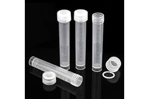 50PCS 10ml Plastic Small Vials with Screw Caps Sample Tubes Cryotubes,PP Material, Free from DNase, RNase, Human DNA…