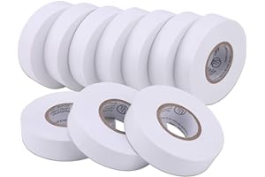 Lichamp 10-Pack White Electrical Tape Waterproof, 3/4 in x 66ft, Industrial Grade UL/CSA Listed High Temp Electrical Tape Electric Super Vinyl