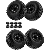 Rcarmumb RC Wheels and Tires for 1/10 Slash 2WD 4&times;4 4wd,Senton Axia1 Red cat Rc 4wd Hex Detachable Replacement Snow Tires Desert Tires,12mm/14mm Hex Rc Truck Tires (4pcs) Black