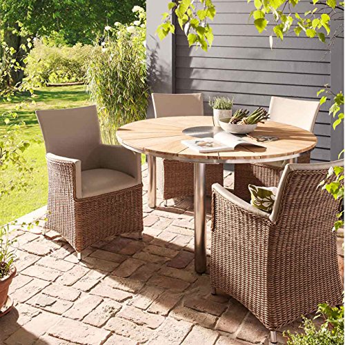 OUTLIV. Wien Gartentisch Ø150 cm mit Gestell aus Edelstahl und Tischplatte aus recyceltem Teakholz, jeder Tisch ist… – Bild 3