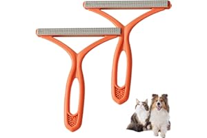2Pcs Pet Hair Remover,Double Sided Plastic Dogs Cat Fur Scraper Tool,Non-Damaging Portable Pets Lint Remover Carpets Rake Rem