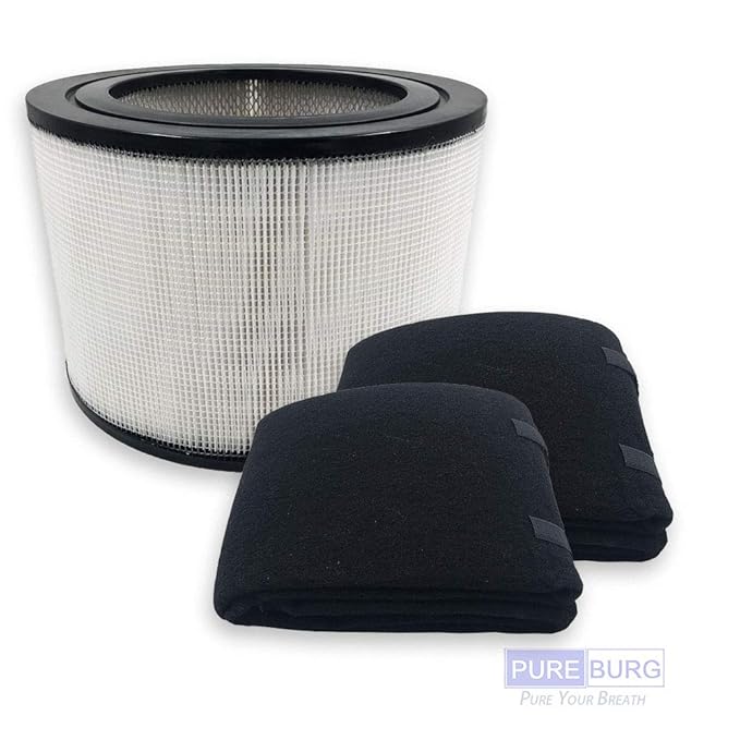 Pureburg Replacement HEPA Filter and 2 Wrapping Carbon PreFilters for Honeywell 24000 24500