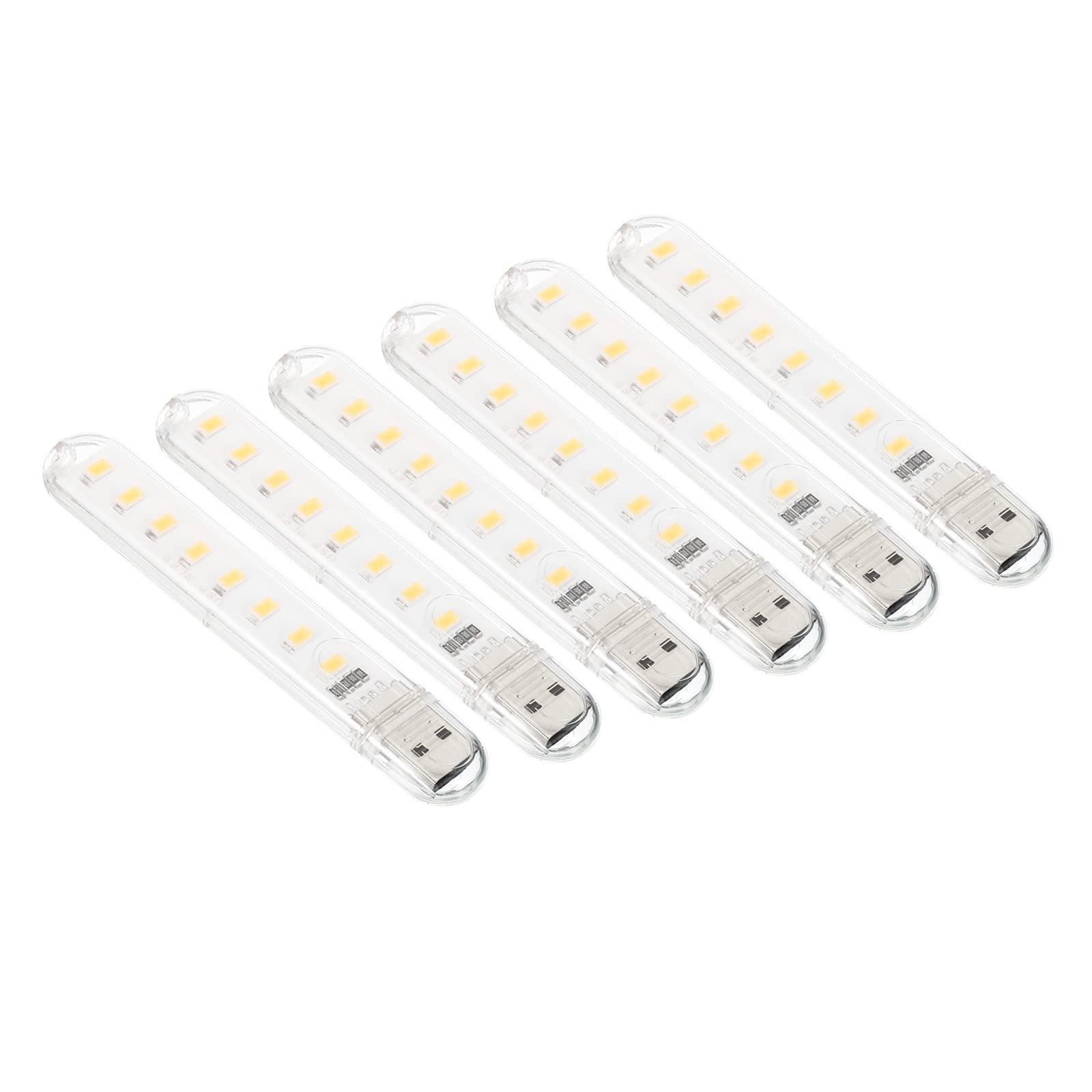 PATIKIL USB Night Light, 5 Pack Portable Plug-in Mini LED Lamp Stick 8 Beads for Home Decor Reading Sleeping Camping, Warm White