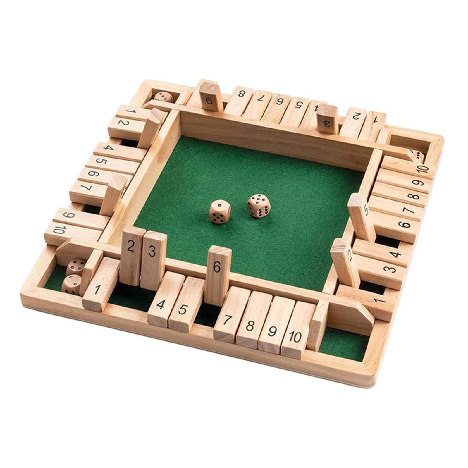Wooden Shut The Box Game - 4 Player Dice Game, Traditional Math Board Game for Travel, Family Fun and Holidays — image 1