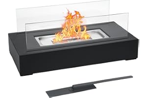 ONLYFIRE OUTDOOR LIVING Tabletop Fire Pit with Glass Wind Guard and Extinguisher, Smokeless Portable Fireplace for Indoor and Outdoor use, Bio Ethanol Firepit Smore Maker, Home Decor Gifts