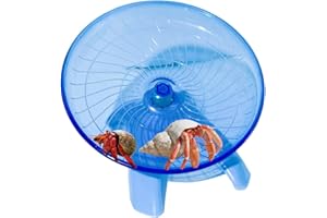 KHANOQQ Funny Hermit Crab Running Wheel Climb Toy, Hamster Reptiles Running Flying Wheel Saucer, Cute Running Wheel for Guinea Pig Small Pet Animals Tree Frog Hamster Lizard Salamander Hermit Crab (Blue)