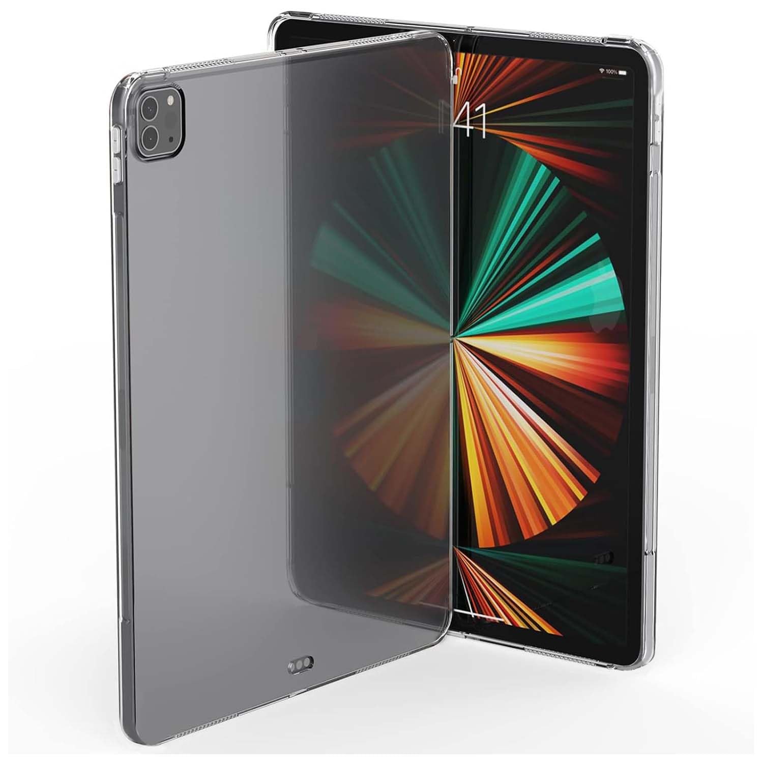 Demacia Asgens Transparent Black Case for iPad Pro 12.9 Inch 2021, Soft Soft Silicone TPU Protective Cover 12.9 Inch 2021 Model A2378 / A2461 A2379 A2462 Clear-iPad 12.9 Inch