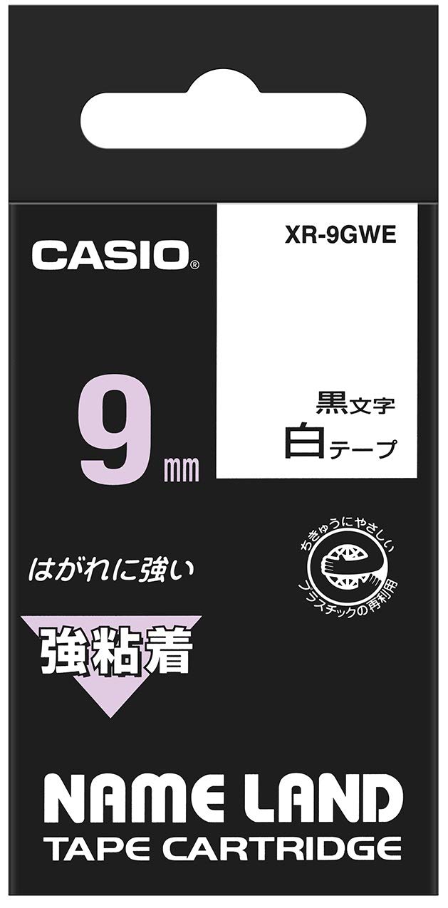 Casio Label Writer Nameland Strong Adhesive Tape 0.3 inches (9 mm) XR-9GWE White