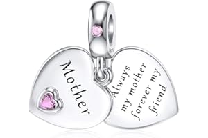 DALARAN 925 Sterling Silver Charms Mother Daughter Sister Dangle Bead for Charm Bracelet Necklace