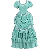 Victorian Striped Bustle Dress Vintage Garden Tea Party Ball Gown Civil War Renaissance Theater Costume for Women