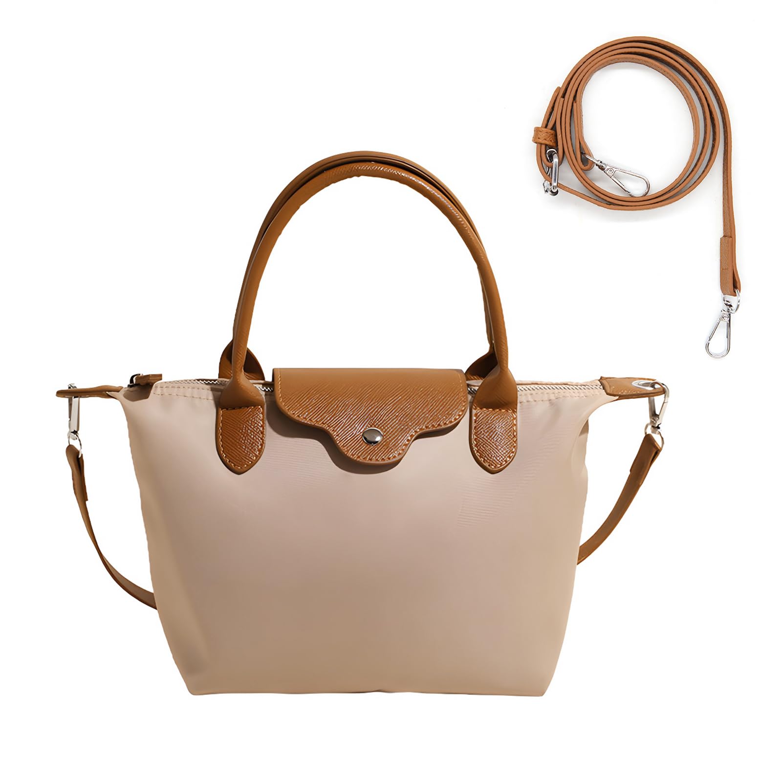 Photo 1 of Long Keeper Mini Crossbody Bag for Women Casual Lightweight Small Nylon Tote Bag Ladies Shoulder Purses & Handbags With Strap (Light Brown)