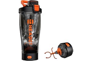 HeaDot Electric Protein Shaker Bottle, Blender Bottles for Protein Mixes, 24 Oz Echargeable Type-C Shaker Cup, Made with Tritan, BPA Free Shakers for Protein Shakes(Orange)