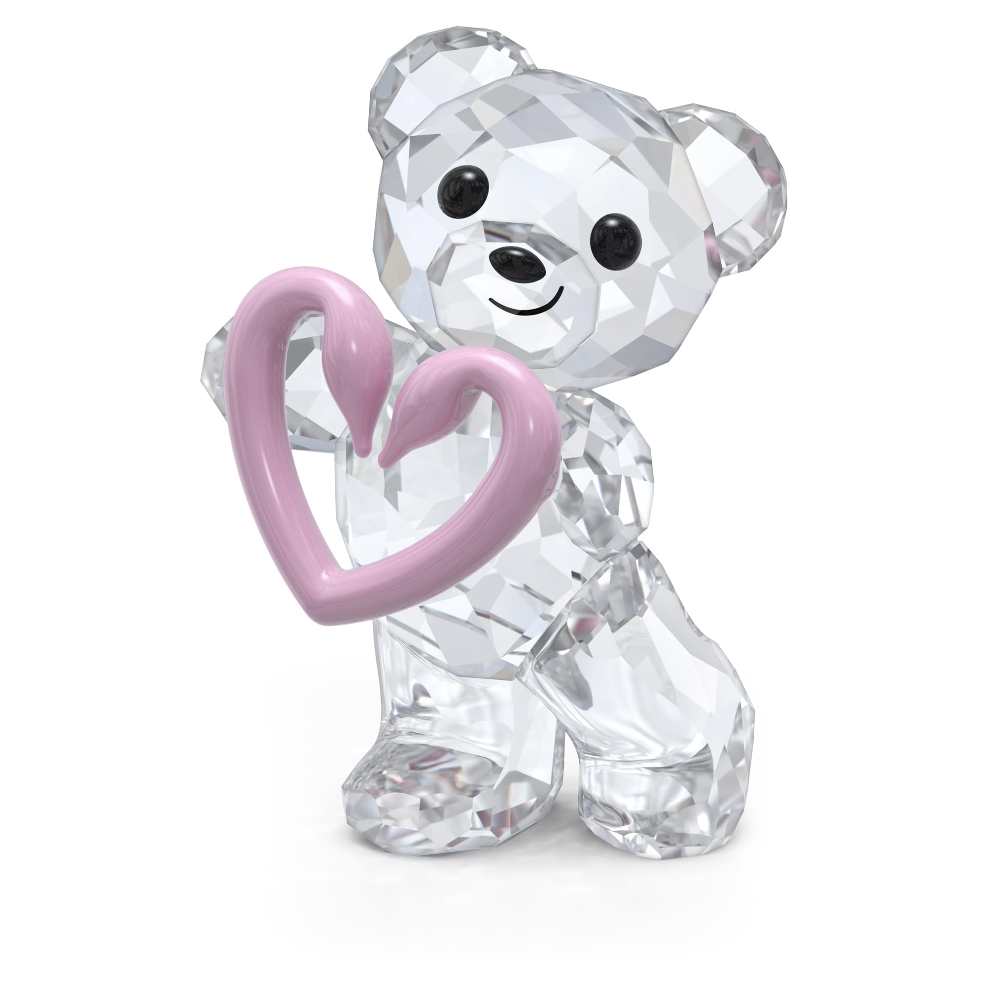 Swarovski Kris Bears Una Bear Crystal Figurine with White Crystals and Pink Heart Swan Motif, from the Swarovski Kris Bears Collection โ image 1