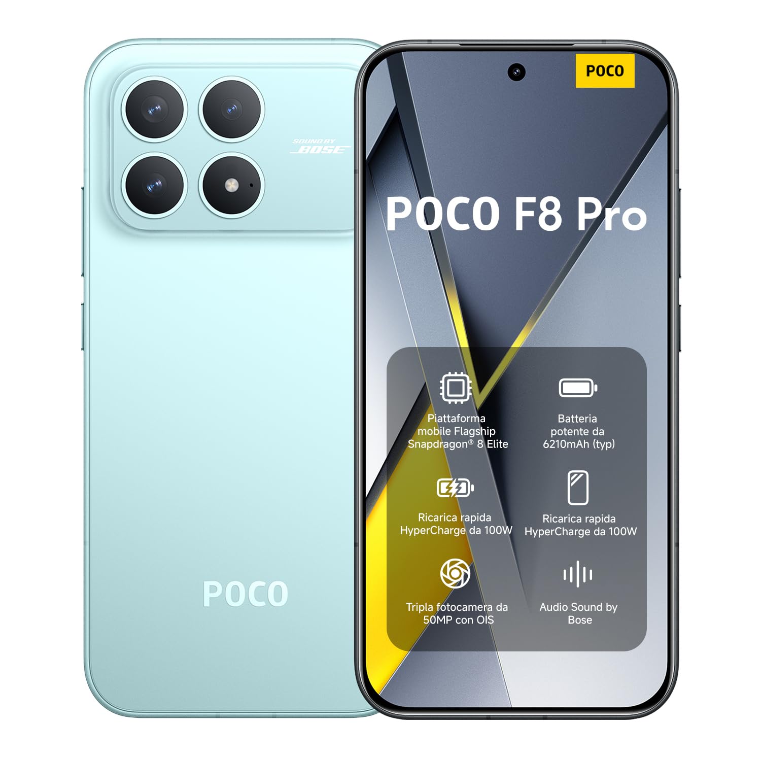 XIAOMI POCO F8 Pro, Smartphone 12+512 GB, Blu, Audio Sound by Bose