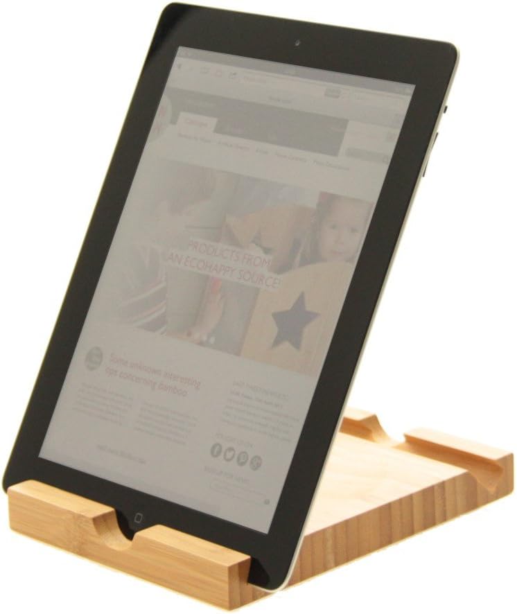 Bamboo Tablet Stand, iPad Holder 2 Angles, Desk Organiser