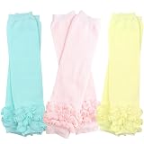 JuDanzy Girls Rouched Ruffle Leg Warmers For Newborns & Toddlers - Cozy Knee Protectors For Crawling, Easy Diaper Changes & Stylish School Wear