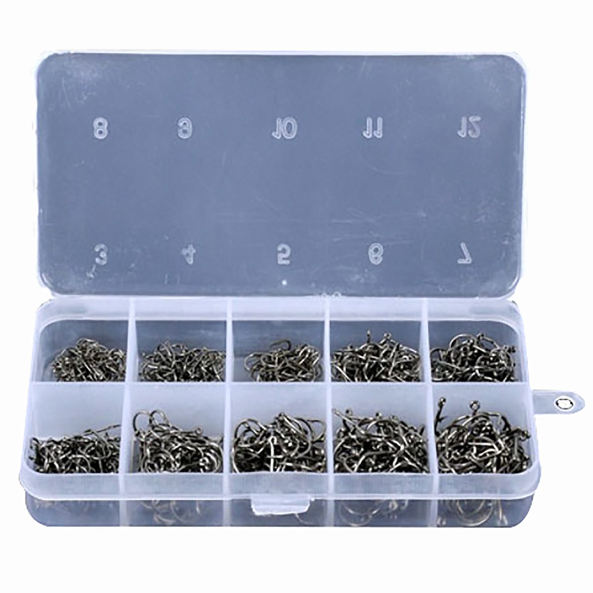 LONGQI 500 Pcs Fish Hook Sizes 3 to 12 Bait Fish hook Fishing Hooks Set