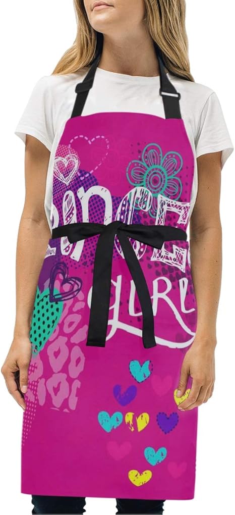 Amazon Kimdface 男女兼用 首掛け エプロン スウィートプリンセススローガンプリティファッションガーリッシュ 家庭用 カフェ用 保育士用 おしゃれ ワークエプ ポケット付 首紐調節可能 エプロン オンライン通販