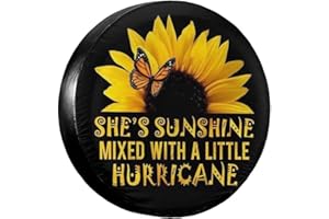 HANGWWZQ Spare Tire Cover Butterfly and Sunflower She is Sunshine Wheel Protectors Waterproof Dust-Proof Wheel Covers Universal Fit for SUV Truck Trailer RV Camper Travel Trailers 17 inch