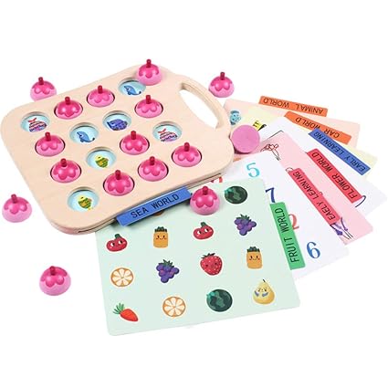 Adeeing Kids Wooden Cartoon Design Memory Training Game Chess Early Learning Toy