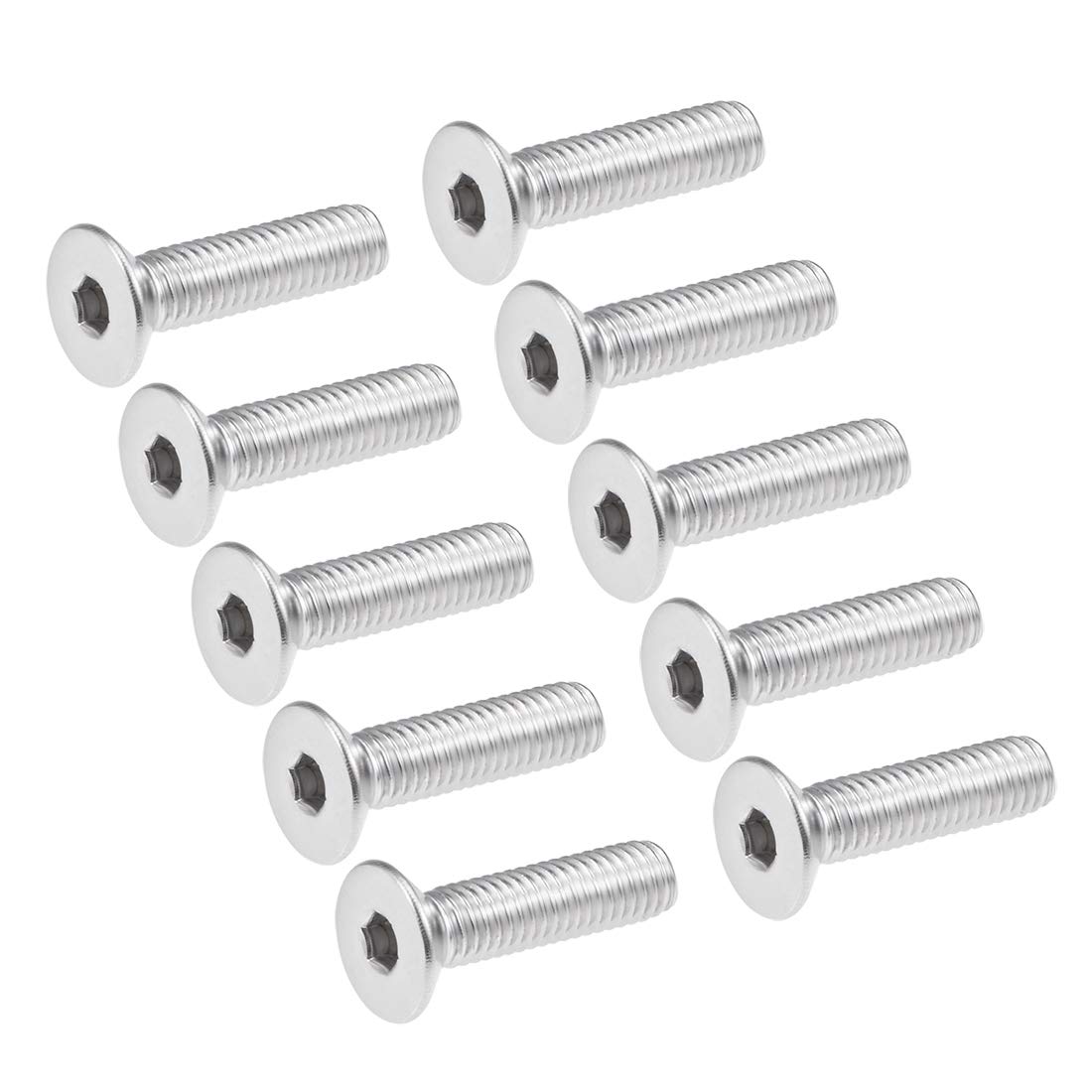 sourcing map M5x20mm Flat Head Machine Screws Inner Hex Screw 304 Stainless Steel Fasteners Bolts 20Pcs