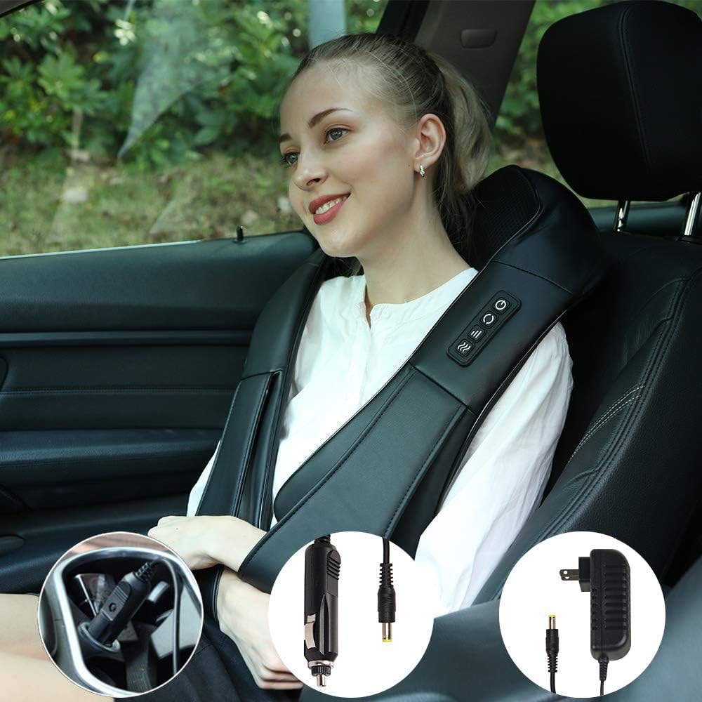 Electric Neck & Back Shiatsu Massager with Heat Deep 4D Kneading Massage, Relieve Muscle Tightness for Neck, Back, Waist, Thigh, Feet, Calf, Arm, Shoulder and Use at Bedroom, Office, Cars: Health & Personal Care