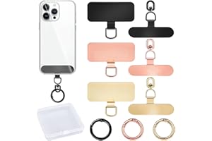 Sysmashing 6Pcs Universal Phone Lanyard Patch Pad with 3 Metal Spring Rings,Three colors phone Tether Tabs & Metal Phone Patc