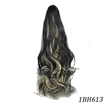 Amazon Com Claw Ponytail Wavy 22 55cm 150g Synthetic Black