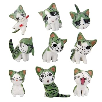 Imported 9pcs Miniature Dollhouse Bonsai Craft Garden Resin Landscape DIY Cat Decor