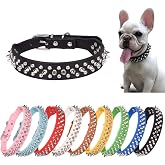 Spiked Dog Collar, Mushrooms Rivet Spike Anti-Bite Studded Protective Pet Neck Pu Leather Puppy Collars for XXS XS Small Medium Large Boy Dogs Male Cats Goat, Black S