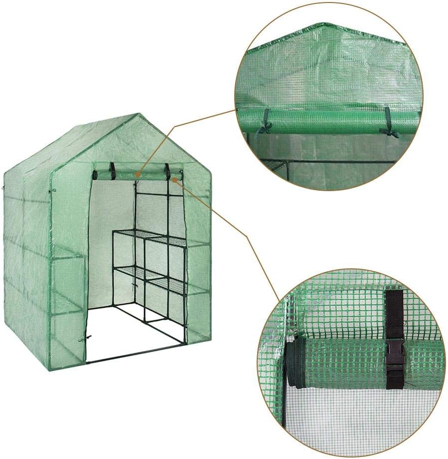 Portable Plant Gardening Walk-in Greenhouse,Greenhouse Plant Cover Garden House Succulent Plants Flowers Green Plant Insulation with Front Roll-Up Entry Doors