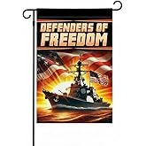 FLAGMEUP8386 Navy Warship Battleship Garden Flag 12x18 In Doublesided Military Outdoor Yard Decor for Armed Forces Day Navy Birthday Veterans Day First Responders