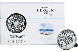 MAISON BERGER - Refillable Car Air Freshener Vent Clip Diffuser Set - 3.1 x 2 x 0.8 inches - Made in France (Ocean Breeze)