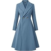 CURLBIUTY Women's Pea Coat Double Breasted A Line Long Trench Coat Winter Dress Coat with Pockets